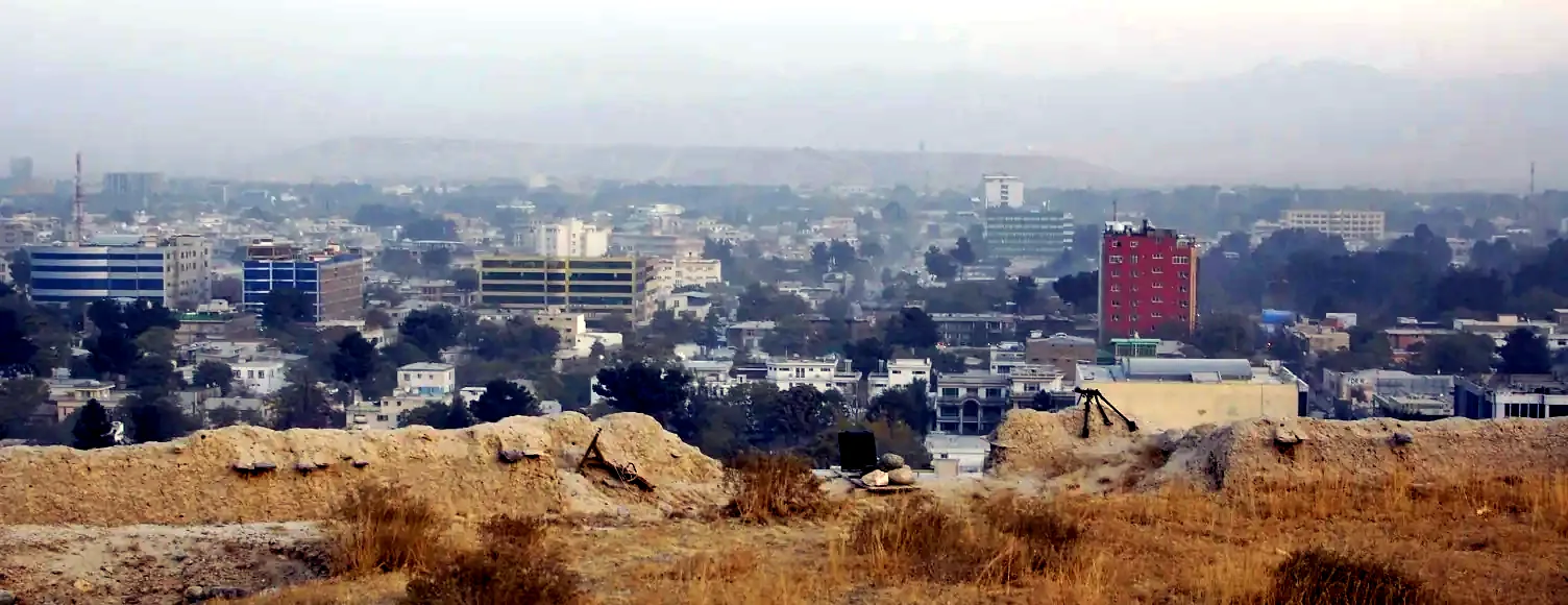 The city of Kabul with mountains behind